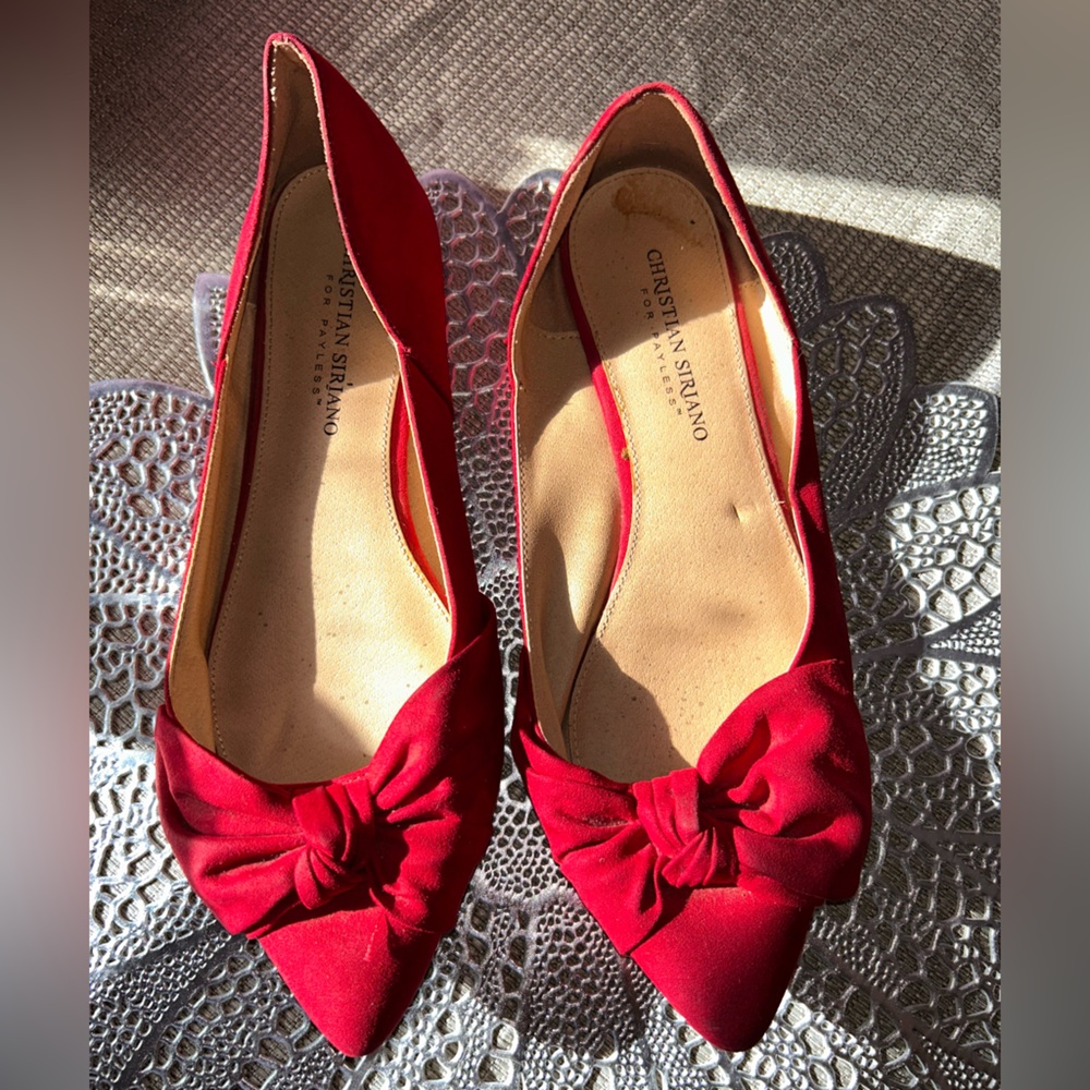 Christian Siriano Red Bow Flats